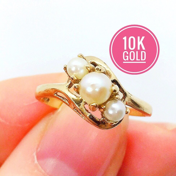 Jewelry - ⚜️10𝙆 𝙂𝙊𝙇𝘿 𝙋𝙚𝙖𝙧𝙡 𝙍𝙞𝙣𝙜